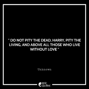 Do not pity the dead, Harry, pity the living, and above all those who live without love