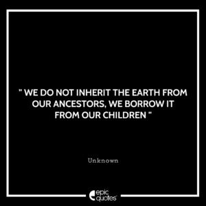 We do not inherit the earth from our ancestors, we borrow it from our children