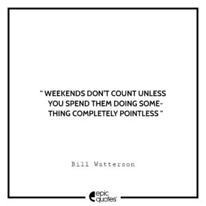 Weekends don’t count unless you spend them doing something completely pointless. – Bill Watterson