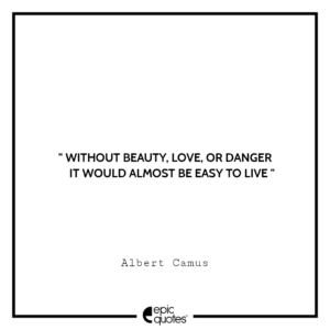 Without beauty, love, or danger it would almost be easy to live. -Albert Camus