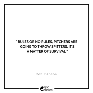 Rules or no rules, pitchers are going to throw spitters, it’s a matter of survival. -Bob Gibson