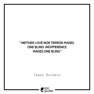 Neither love nor terror makes one blind: indifference makes one blind. -James Baldwin