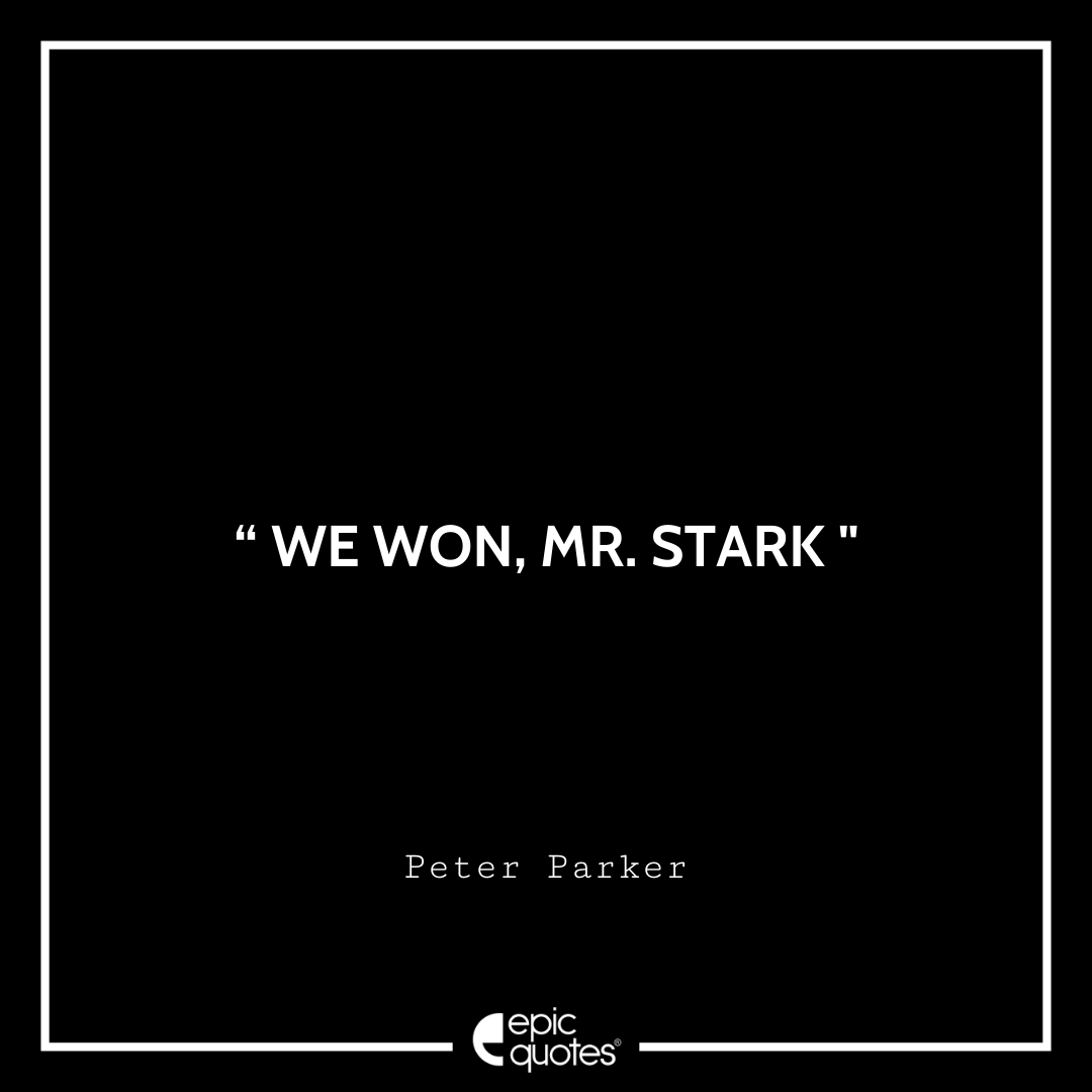 We Won, Mr. Stark. -Peter Parker Best Spider-Man Quotes