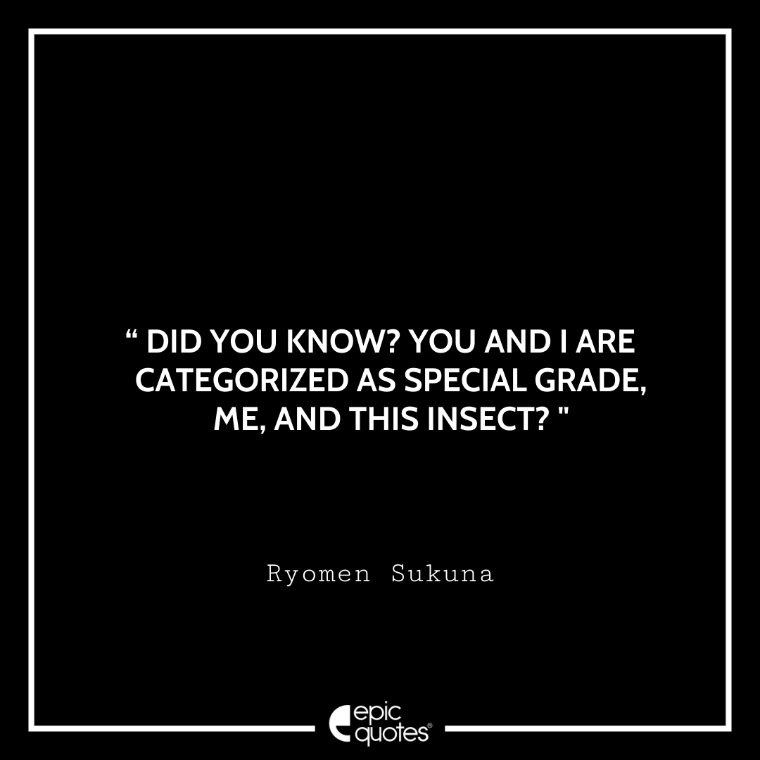 Did you know? You and I are categorized as special grade. Me, and this insect? - Ryomen Sukuna Best Ryomen Sukuna Quotes